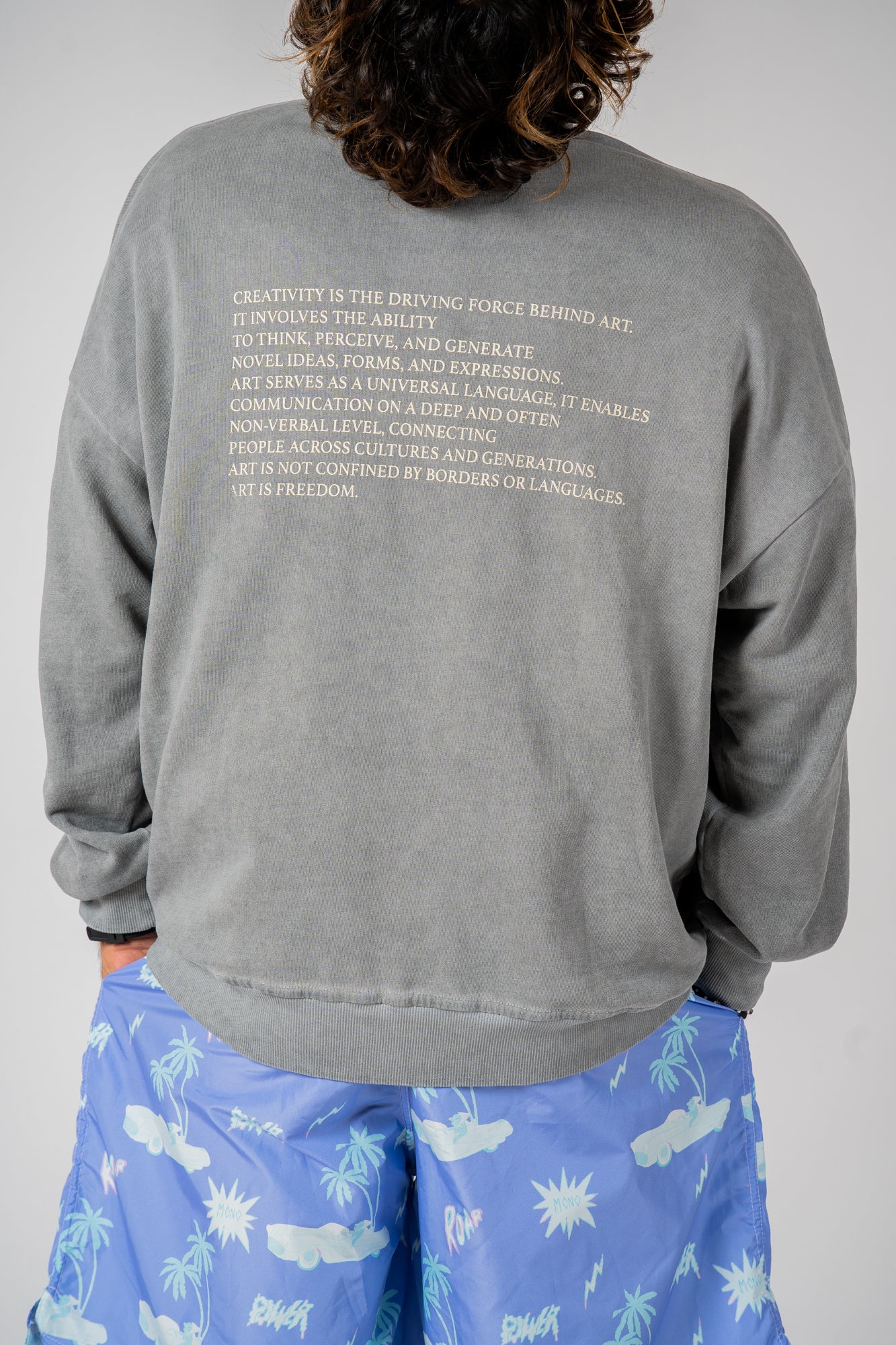 Felpa Girocollo Stonewash grigio Art