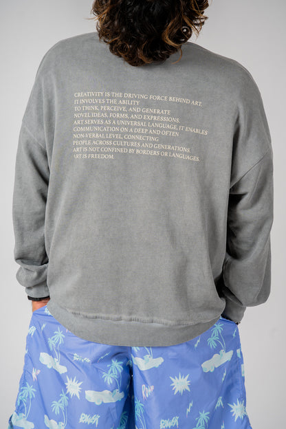 Felpa Girocollo Stonewash grigio Art