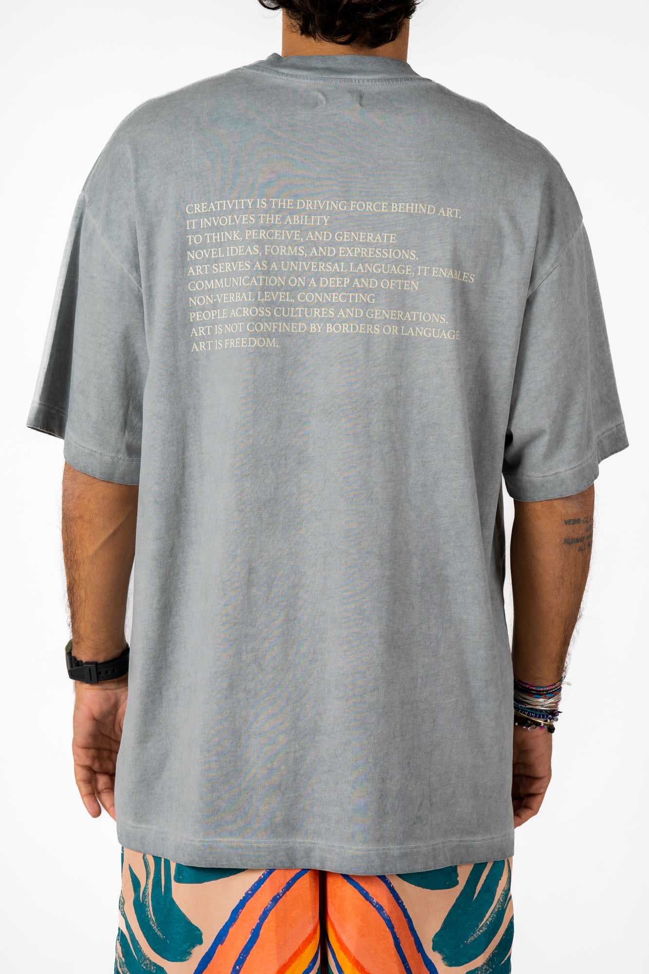 T-shirt Oversize Art Grigio Stonewash