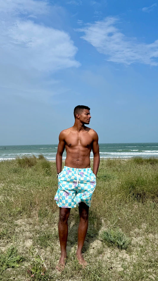 Short Mare Check Azul