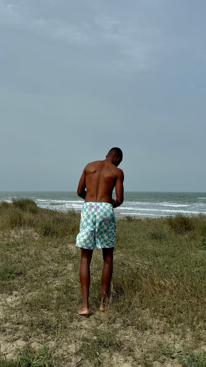 Short Mare Check Azul